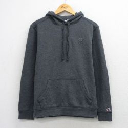 L★古着 チャンピオン champion 長袖 スウェット パーカー メンズ ワンポイントロゴ グレー 霜降り 26mar31