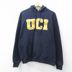 L★古着 チャンピオン champion 長袖 スウェット パーカー メンズ UCI 紺 26apr01
