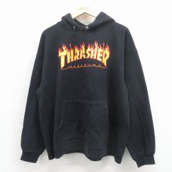 XL★古着 スラッシャー 長袖 スウェット パーカー メンズ ビッグロゴ 大きいサイズ ブラック【spe】 26may14