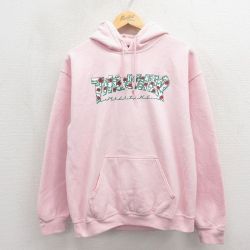スラッシャー 長袖パーカー ビッグロゴ ピンク M | 古着