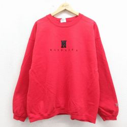 90s 長袖スウェット ネブラスカ刺繍 レッド XL | 古着