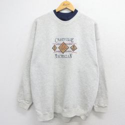 リー 90s 長袖スウェット ミシガンイカリ刺繍 グレー XL | 古着
