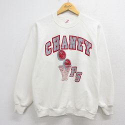80s ラグランスウェット CHANEY バスケットボール ホワイト M | 古着