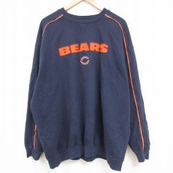 XL★古着 長袖 スウェット メンズ 00年代 00s NFL シカゴベアーズ 刺繍 大きいサイズ クルーネック 濃紺 ネイビー アメフト スーパーボウル 23oct31 中古 スエット トレーナー トップス