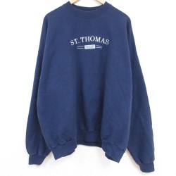 XL★古着 ヘインズ Hanes 長袖 スウェット メンズ 00年代 00s セントトーマス 刺繍 大きいサイズ クルーネック 濃紺 ネイビー 23nov04 中古 スエット トレーナー トップス