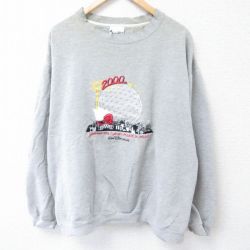 【50%OFF】XL★古着 長袖 スウェット メンズ 00年代 00s ウォルトディズニーワールド 2000 刺繍 大きいサイズ クルーネック グレー 霜降り 23dec12 中古 スエット トレーナー トップス