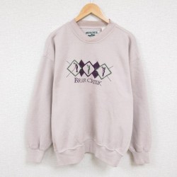 XL★古着 長袖 スウェット メンズ 00年代 00s BRIAR CREEK ゴルフ 刺繍 クルーネック 薄ピンク 23dec12 中古 スエット トレーナー トップス