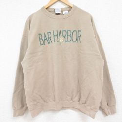 XL★古着 アリゾナジーンズ 長袖 スウェット メンズ 90年代 90s バーハーバー ヨット 鹿の子 大きいサイズ クルーネック USA製 ベージュ カーキ 24jan06 中古 スエット トレーナー トップス