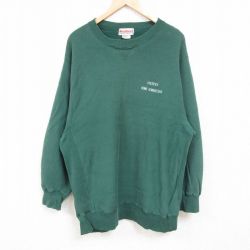 【50%OFF】XL★古着 Wear Guard 長袖 スウェット メンズ 00年代 00s CERTIFIED HOME REMODELERS ロング丈 コットン クルーネック 緑 グリーン 24jan22 中古 スエット トレーナー トップス