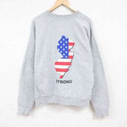 XL★古着 長袖 スウェット メンズ 00年代 00s ニュージャージー 大きいサイズ クルーネック グレー 霜降り 24jan10 中古 スエット トレーナー トップス