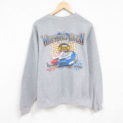 XL★古着 長袖 スウェット メンズ 00年代 00s レーシングカー ワイキンズグレン クルーネック USA製 グレー 霜降り 24jan10 中古 スエット トレーナー トップス