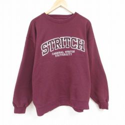 【50%OFF】XL★古着 ジャンスポーツ 長袖 スウェット メンズ 00年代 00s カーディナルストリッチ 刺繍 大きいサイズ クルーネック エンジ 24jan12 中古 スエット トレーナー トップス