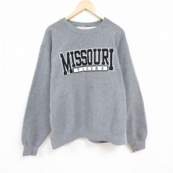【50%OFF】XL★古着 MVスポーツ 長袖 スウェット メンズ 00年代 00s ミズーリ 大きいサイズ クルーネック グレー 霜降り 24jan12 中古 スエット トレーナー トップス
