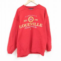 XL★古着 長袖 スウェット メンズ 00年代 00s ルイスビル 大きいサイズ クルーネック 赤 レッド 24jan15 中古 スエット トレーナー トップス
