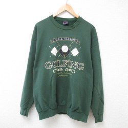 XL★古着 長袖 スウェット メンズ 90年代 90s USAクラシック ゴルフ クルーネック USA製 緑 グリーン 24jan15 中古 スエット トレーナー トップス