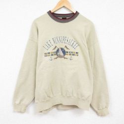 【50%OFF】90s 長袖スウェット ウィニペソーキー湖 ベージュ XL | 古着