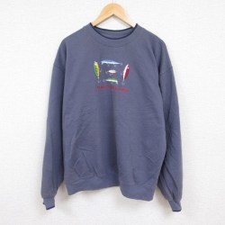 00s 長袖スウェット 釣りルアー刺繍 パープル XL | 古着