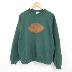 【50%OFF】XL★古着 長袖 スウェット メンズ 00年代 00s コロラド ラムズ ラグビーボール 刺繍 クルーネック USA製 緑 グリーン 24jan26 中古 スエット トレーナー トップス
