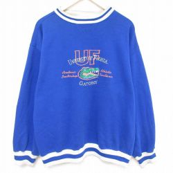 L★古着 長袖 スウェット メンズ 00年代 00s フロリダ 大学 ゲイターズ フットボール 刺繍 クルーネック 青 ブルー 24jan26 中古 スエット トレーナー トップス