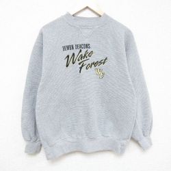 L★古着 長袖 スウェット メンズ 00年代 00s ウェイクフォレスト 刺繍 クルーネック グレー他 24jan30 中古 スエット トレーナー トップス