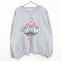 XL★古着 リーボック REEBOK 長袖 スウェット メンズ 00年代 00s NFL シカゴベアーズ 大きいサイズ クルーネック グレー 霜降り アメフト スーパーボウル 24jan30 中古 スエット トレーナー トップス