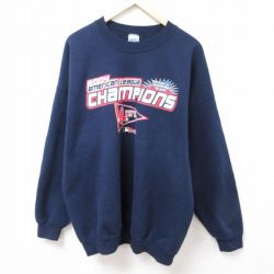 【50%OFF】XL★古着 長袖 スウェット メンズ 00年代 00s MLB ボストンレッドソックス 大きいサイズ クルーネック 紺 ネイビー メジャーリーグ ベースボール 野球 24feb01 中古 スエット トレーナー トップス