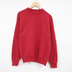 【50%OFF】M★古着 長袖 スウェット メンズ 90年代 90s 無地 クルーネック USA製 エンジ 24feb01 中古 スエット トレーナー トップス