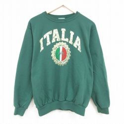 XL★古着 長袖 スウェット メンズ 90年代 90s トリコローレ 大きいサイズ クルーネック イタリア製 緑 グリーン 【spe】 24may11 中古 スエット トレーナー トップス
