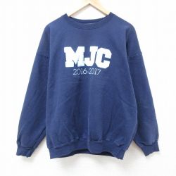 【50%OFF】XL★古着 ヘインズ Hanes 長袖 スウェット メンズ 00年代 00s MJC 大きいサイズ クルーネック 紺 ネイビー 24may17 中古 スエット トレーナー トップス