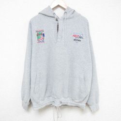 【30%OFF】XL★古着 長袖 ハーフジップ スウェット パーカー メンズ 90年代 90s ミッドオハイオ 鹿の子 大きいサイズ USA製 グレー 霜降り 24may18 中古 スエット トレーナー トップス