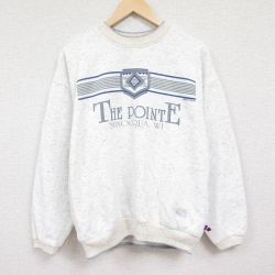 XL★古着 長袖 スウェット メンズ 90年代 90s ミノクア クルーネック USA製 薄グレー 霜降り 24may20 中古 スエット トレーナー トップス