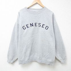 XL★古着 長袖 スウェット メンズ 00年代 00s GENESEO 大きいサイズ クルーネック グレー 霜降り 24may20 中古 スエット トレーナー トップス