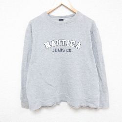【50%OFF】ノーティカ スウェット ビッグロゴ グレー L | 古着