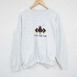XL★古着 長袖 スウェット メンズ 90年代 90s ゴルフ 刺繍 大きいサイズ クルーネック USA製 薄グレー 霜降り 24aug22 中古 スエット トレーナー トップス