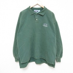 XL★古着 長袖 スウェット メンズ 00年代 00s ラクロス コットン 襟付き USA製 緑 グリーン 24aug28 中古 スエット トレーナー トップス