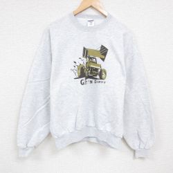 【50%OFF】XL★古着 ジャージーズ 長袖 スウェット メンズ 00年代 00s スプリントカー 大きいサイズ クルーネック 薄グレー 霜降り 24aug26 中古 スエット トレーナー トップス