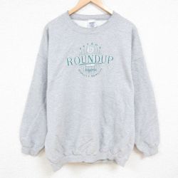 【50%OFF】XL★古着 長袖 スウェット メンズ 00年代 00s 刺繍 大きいサイズ クルーネック グレー 霜降り 24aug26 中古 スエット トレーナー トップス