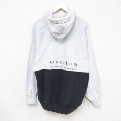 XL★古着 長袖 スウェット パーカー メンズ 00年代 00s exodus ツートンカラー 大きいサイズ グレー他 霜降り 24aug29 中古 スエット トレーナー トップス