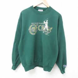 L★古着 長袖 スウェット メンズ 90年代 90s ゴルフ クルーネック USA製 濃緑 グリーン 24aug31 中古 スエット トレーナー トップス