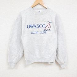 L★古着 ジャージーズ 長袖 スウェット メンズ 00年代 00s オワスコ 刺繍 クルーネック USA製 薄グレー 霜降り 24sep02 中古 スエット トレーナー トップス
