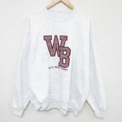 【50%OFF】XL★古着 長袖 スウェット メンズ 00年代 00s WB ウェルズ ビーチ 刺繍 大きいサイズ クルーネック 薄グレー 霜降り 24sep04 中古 スエット トレーナー トップス