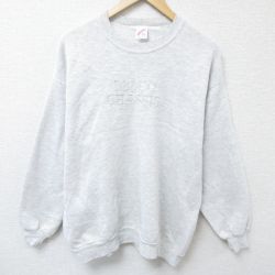L★古着 ジャージーズ 長袖 スウェット メンズ 90年代 90s DELCO 刺繍 クルーネック USA製 薄グレー 霜降り 24sep05 中古 スエット トレーナー トップス