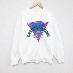 【50%OFF】L★古着 オニータ ONEITA 長袖 スウェット メンズ 90年代 90s チアリーディング クルーネック USA製 白 ホワイト 24sep06 中古 スエット トレーナー トップス