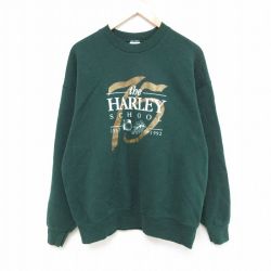 【50%OFF】XL★古着 フルーツオブザルーム 長袖 スウェット メンズ 00年代 00s ハーレイ スクール クルーネック USA製 緑 グリーン 24sep09 中古 スエット トレーナー トップス