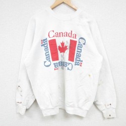 L★古着 フルーツオブザルーム 長袖 スウェット メンズ 00年代 00s カナダ ボロ クルーネック カナダ製 白 ホワイト 24sep10 中古 スエット トレーナー トップス