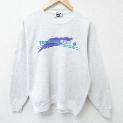 M★古着 リー Lee 長袖 スウェット メンズ 00年代 00s Thomson クルーネック USA製 薄グレー 霜降り 24sep10 中古 スエット トレーナー トップス