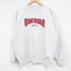L★古着 長袖 スウェット メンズ 90年代 90s オメガ クルーネック USA製 グレー 霜降り 24sep12 中古 スエット トレーナー トップス