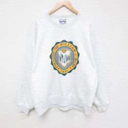 XL★古着 長袖 スウェット メンズ 90年代 90s ウィリアムメアリー カレッジ 大きいサイズ クルーネック 薄グレー 霜降り 24sep13 中古 スエット トレーナー トップス