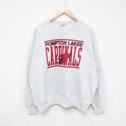 XL★古着 長袖 スウェット メンズ 90年代 90s ポンプトンレイクスカージナルス 大きいサイズ クルーネック USA製 グレー 霜降り 24sep13 中古 スエット トレーナー トップス
