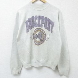 M★古着 フルーツオブザルーム 長袖 スウェット メンズ 90年代 90s BROCKPORT クルーネック 薄グレー 霜降り 24sep17 中古 スエット トレーナー トップス